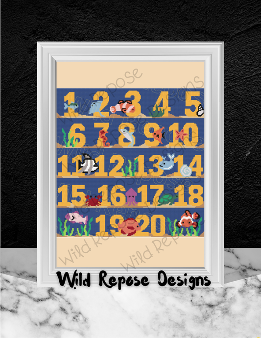 123 Marine Life Crochet Pattern 190 x 190