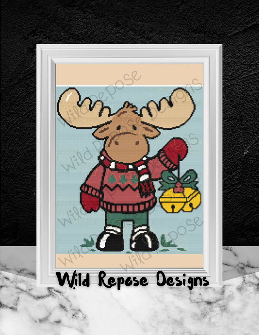 Moose with Jingle Bells Crochet Pattern 180 x 180