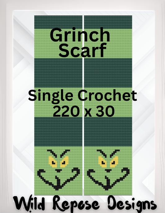 Grinch Scarf Crochet Pattern 220 x 30