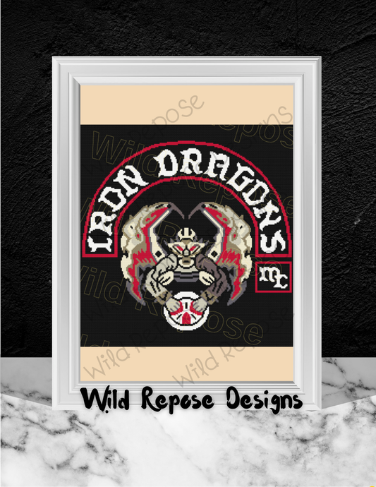 Iron Dragon Motorcycle Club Crochet Pattern 210 x 210
