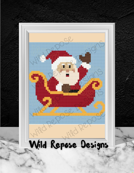 Santa in Sleigh C2C Crochet Pattern 57 X 57