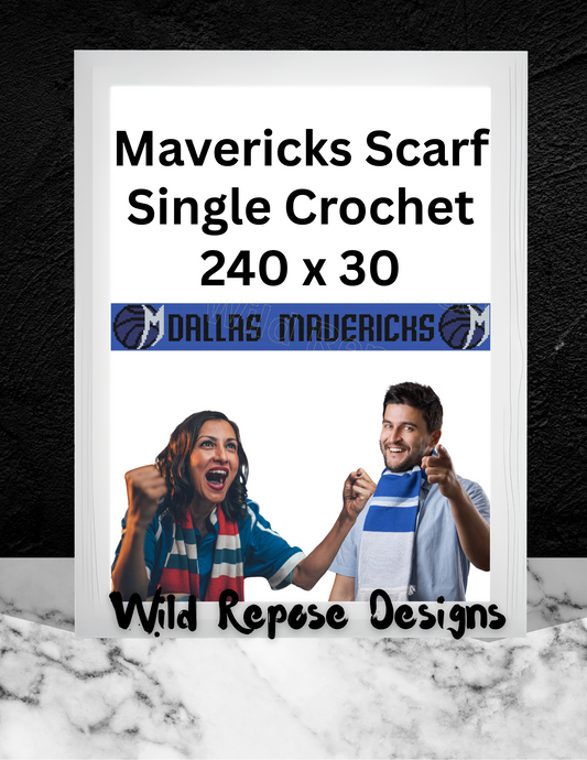 Dallas Mavericks Scarf Crochet Pattern 240 x 30