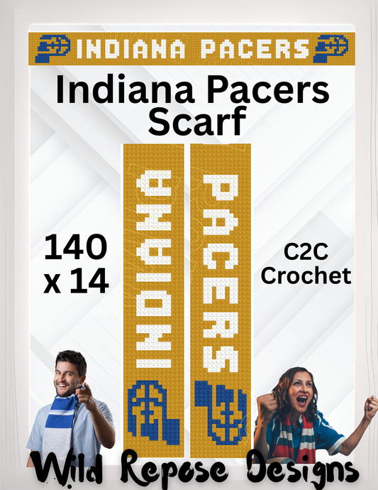 Indiana Pacers Scarf C2C Crochet Pattern 140 x 14