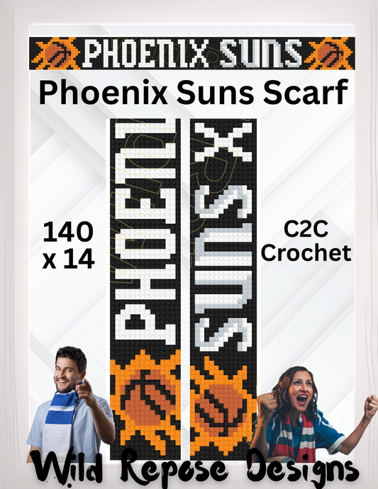 Phoenix Suns Scarf C2C Crochet Pattern 140 x 14