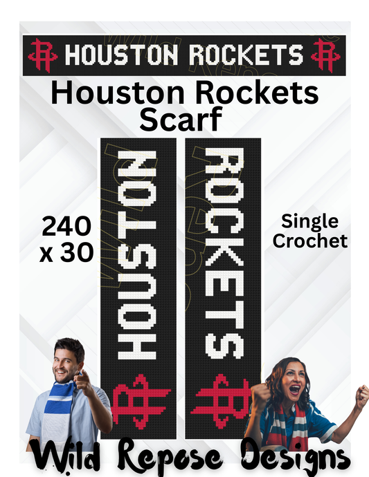 Houston Rockets Scarf SC Crochet Pattern 240 x 30
