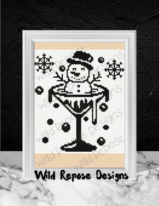 Snowman Cocktail C2C Crochet Pattern 85 x 85