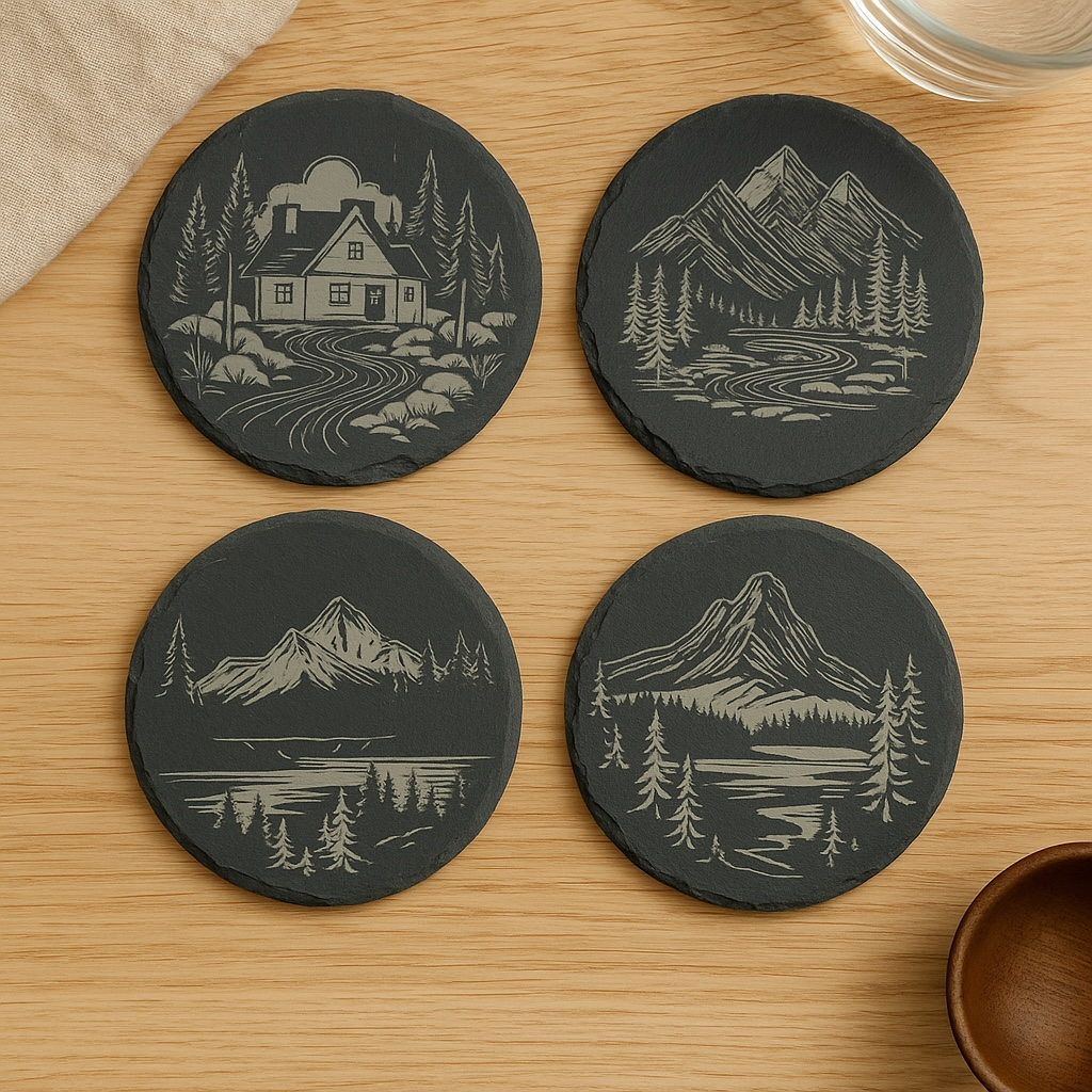 Mountain Slate Coaster 4-Piece set