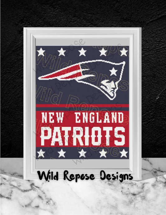 New England Patriots Crochet Pattern 200 x 220