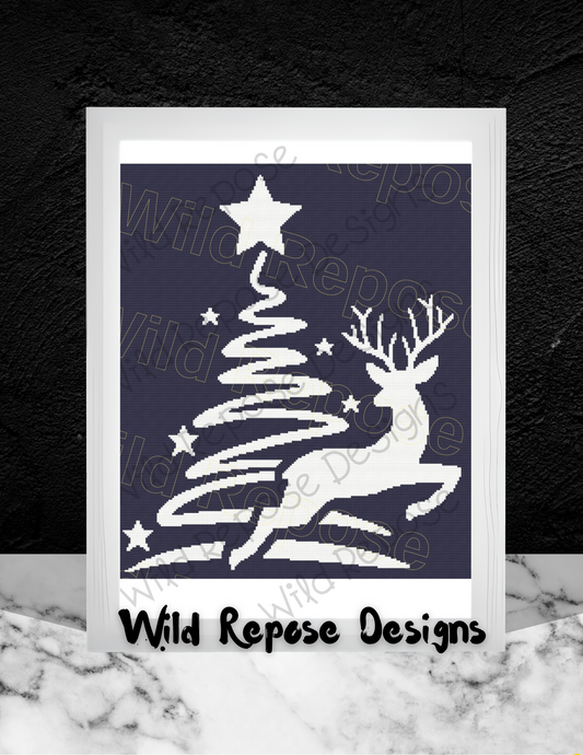 Reindeer Winter Silhouette Crochet Pattern 190 x 220