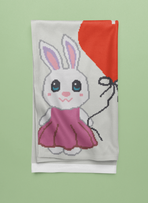 Bunny with Balloon Crochet Pattern 185 x 181