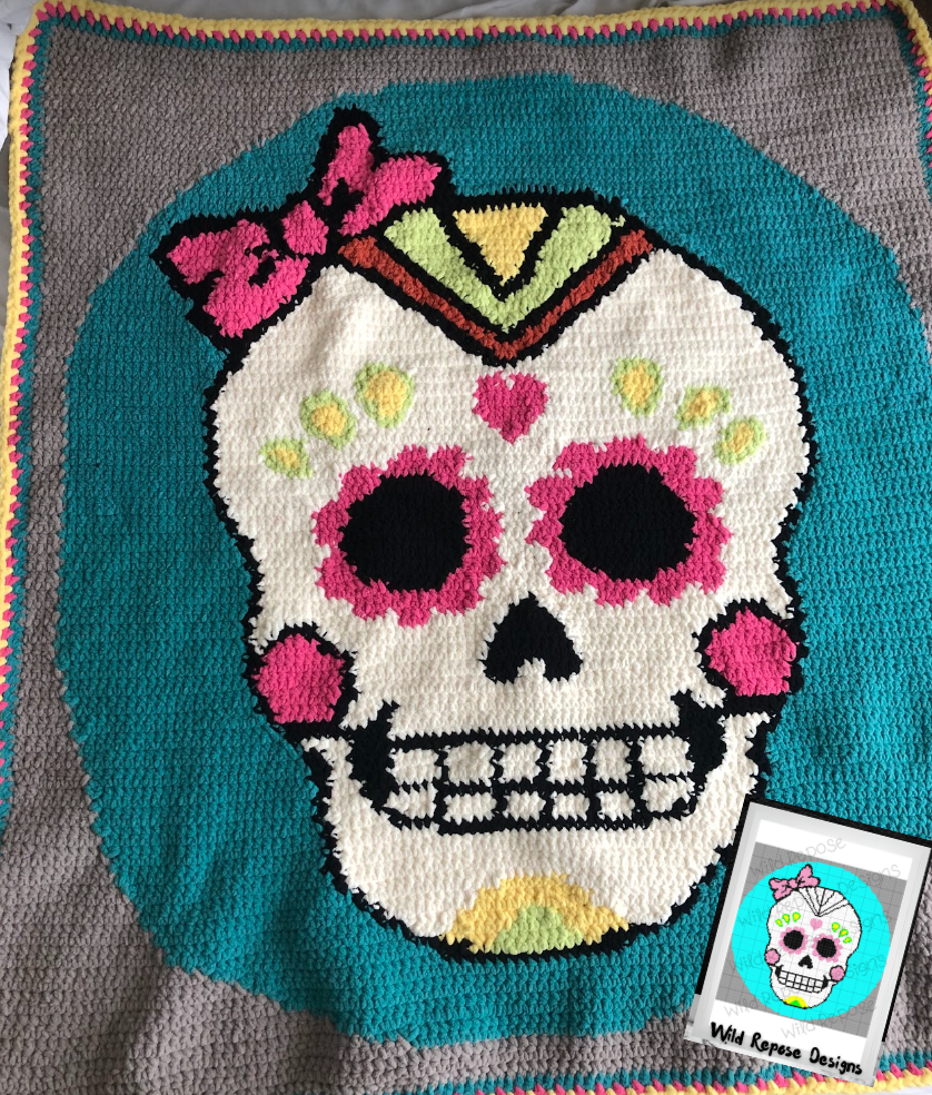 Sugar Skull with Bow 120 x 120