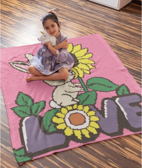 Bunny Love Blanket Crochet Pattern 140 x160