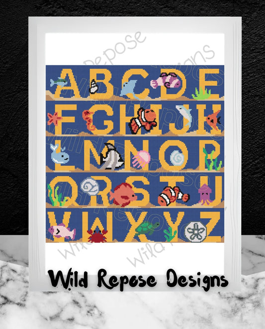 ABC Marine Life Crochet Pattern 190 x 190