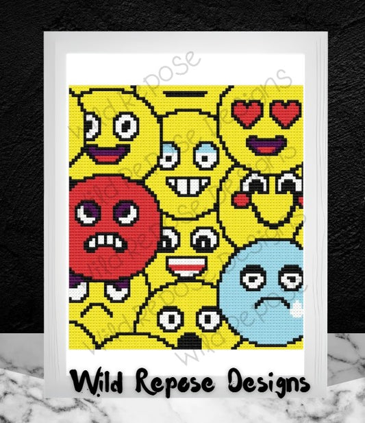Emoji Mash Up Crochet Pattern C2C 80 X 90