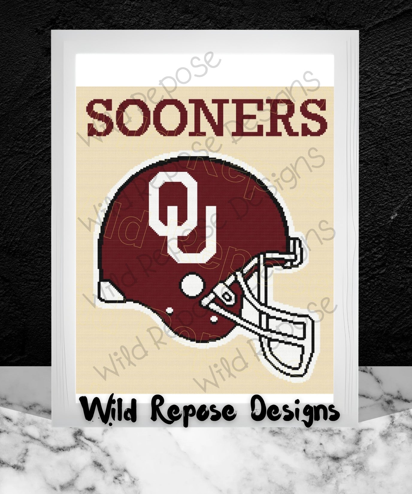 OU Sooners Helmet Crochet Pattern 190 x 220