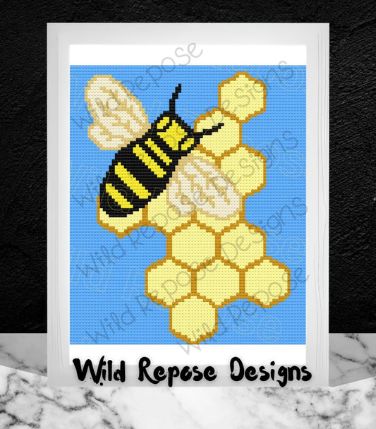 Bee with Comb Crochet Pattern C2C 80 X 95