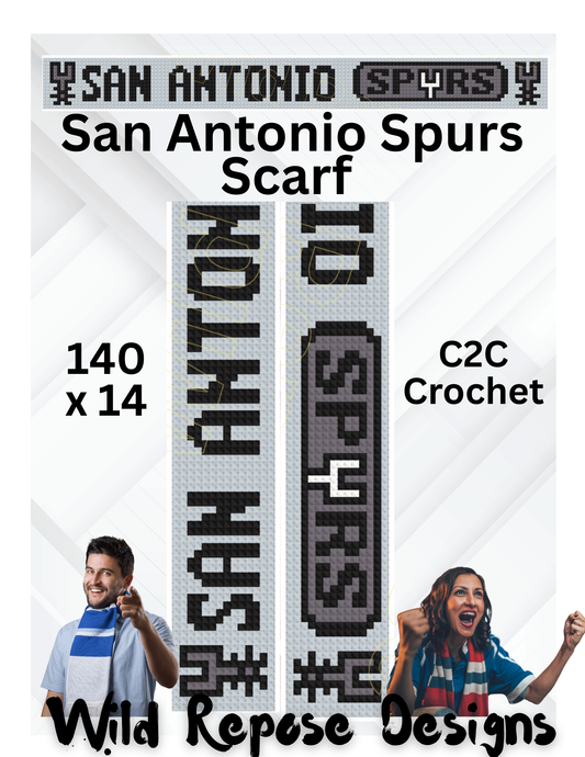 San Antonio Spurs Scarf C2C Crochet Pattern 140 x 14